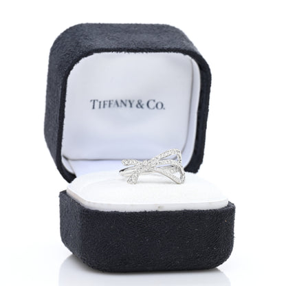 Tiffany 18K White Gold Diamond .40ctw Bow Ring 53 6.5 5 of 5