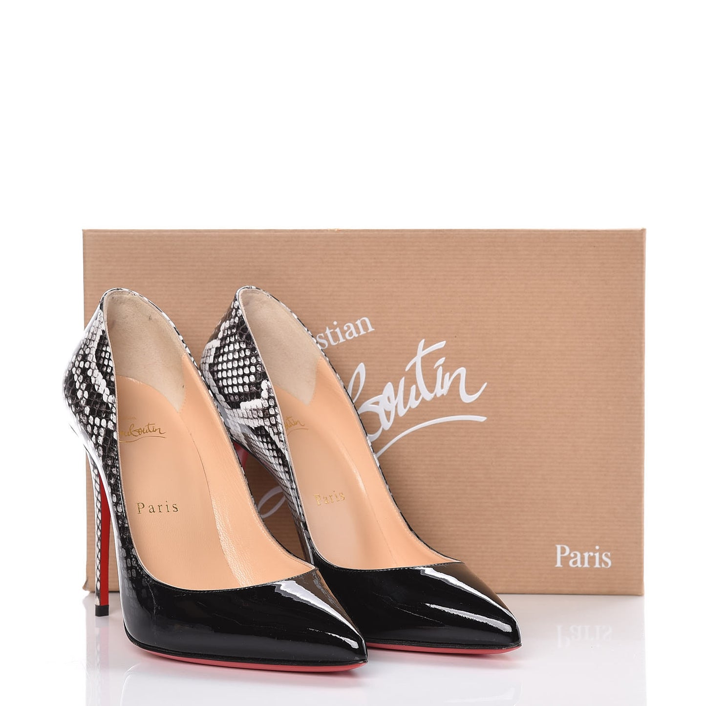 Patent Degrade Snakeskin Printed Pigalle Follies 100 Pumps 37 Black Roccia