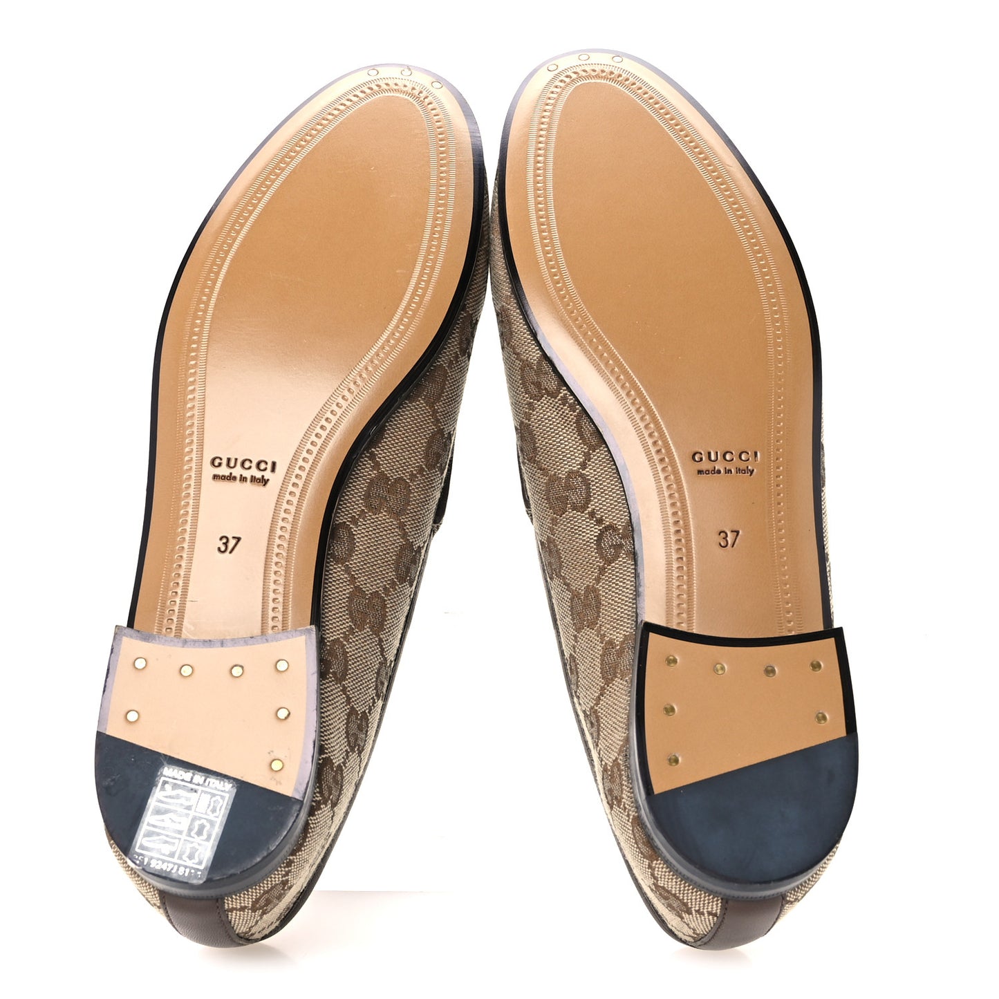 Canvas GG Monogram Horsebit Womens Jordaan Loafers 37 Beige Ebony New Acero