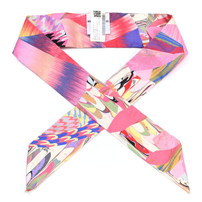 Hermes Silk Marble Silk Twilly Rose Vert Violet 2 of 8