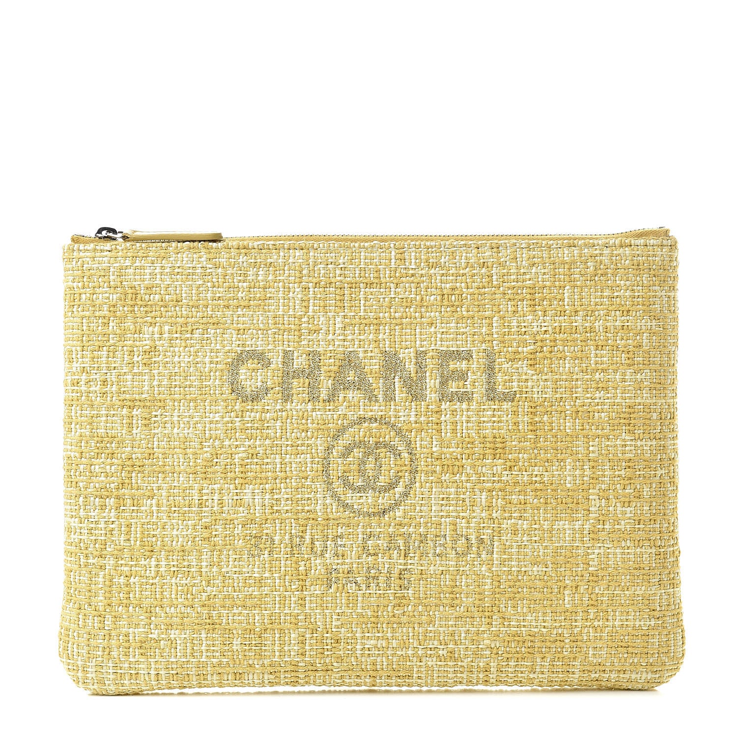 Chanel Canvas Medium Deauville Pouch Yellow 1 of 7