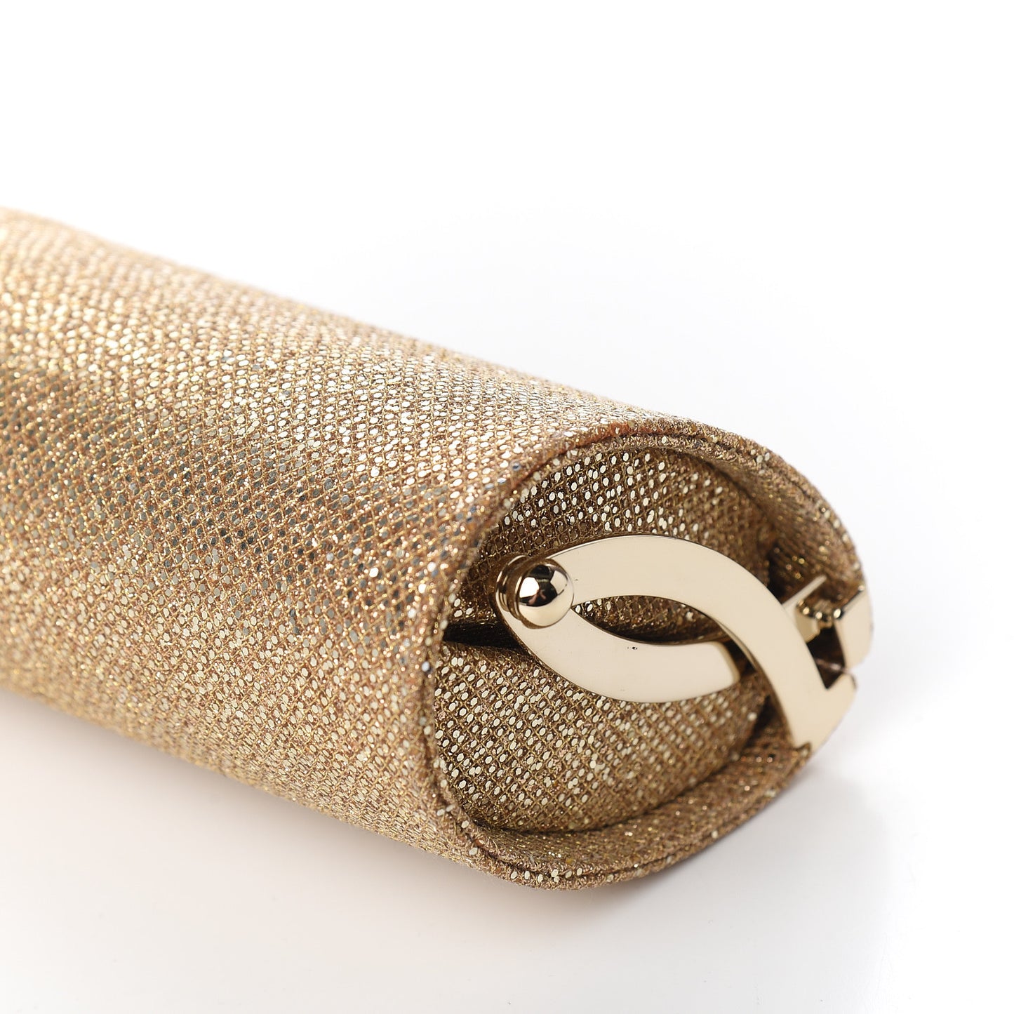 Glitter Fabric Mini Tube Clutch Gold
