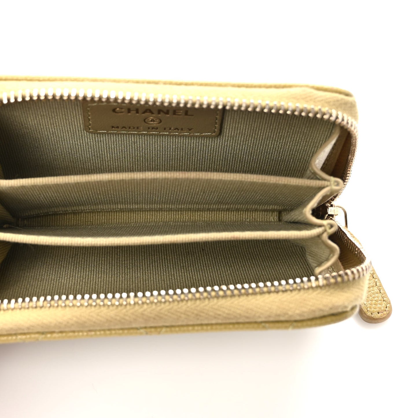 Caviar Quilted Zip Around Coin Purse Wallet Light Green