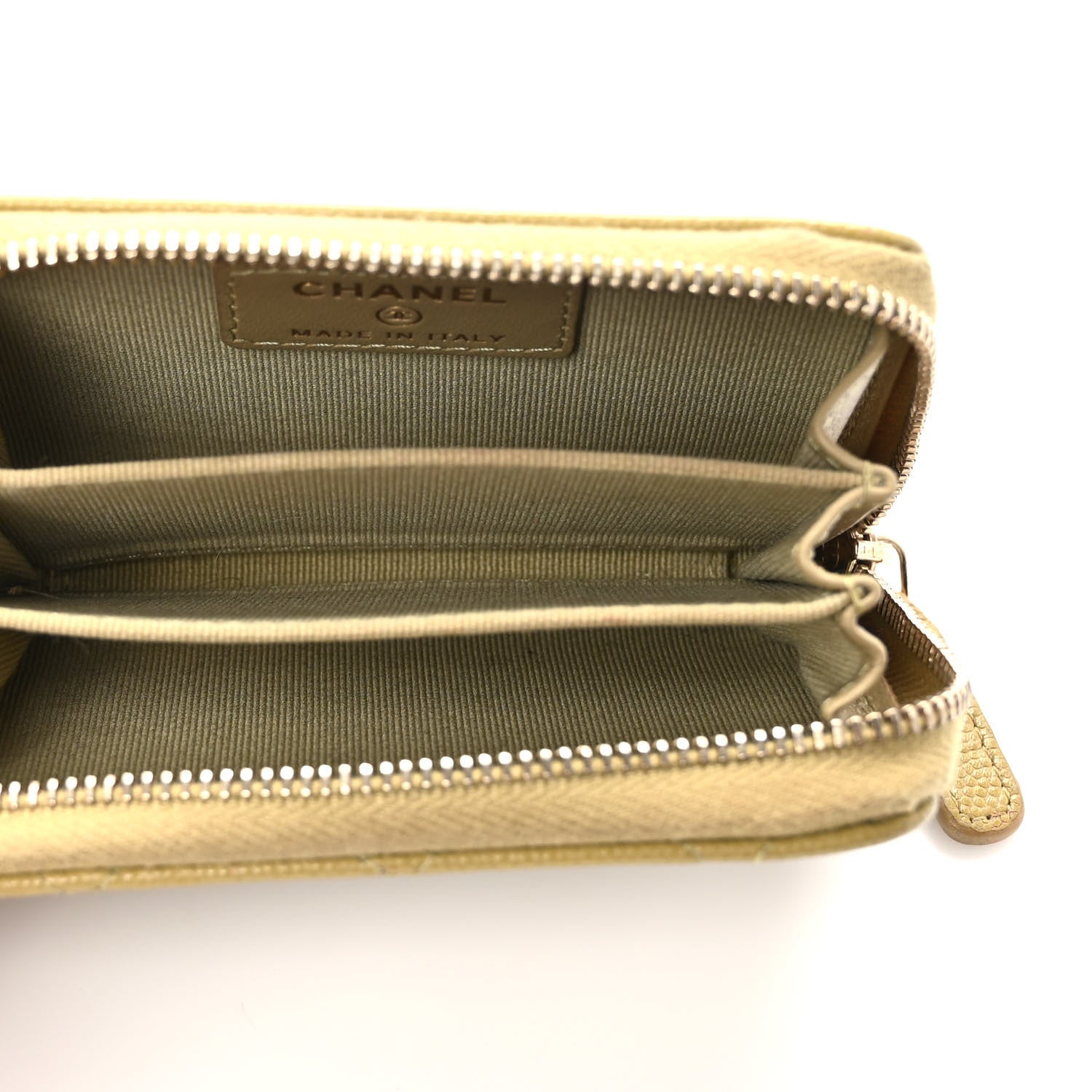 Chanel Caviar Quilted Zip Around Coin Purse Wallet Light Green 5 of 6