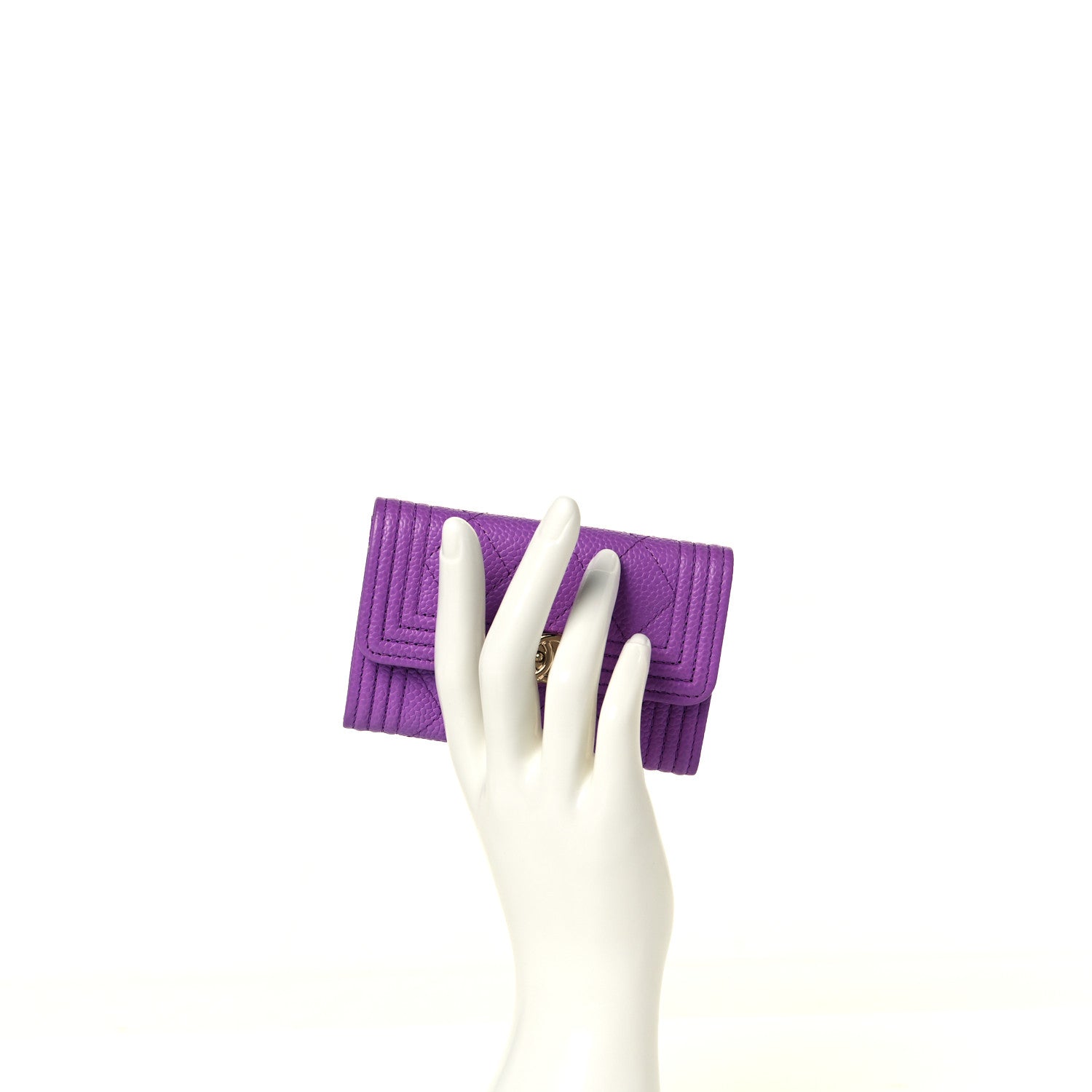 Chanel Caviar Quilted Boy Flap Card Holder Purple 8 of 9