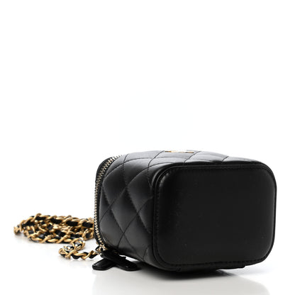 Chanel Lambskin Quilted Top Handle Mini Vanity Case With Chain Black 3 of 4
