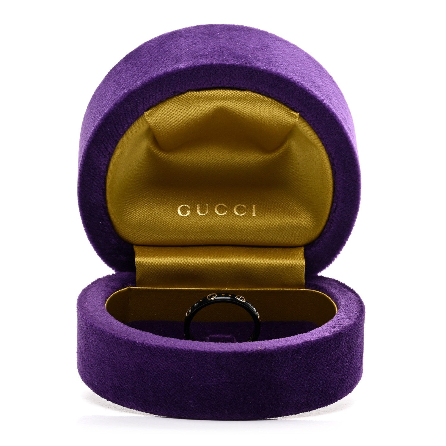 Gucci 18K Yellow Gold Synthetic Corundum Icon Ring Black 64 10.75 5 of 5