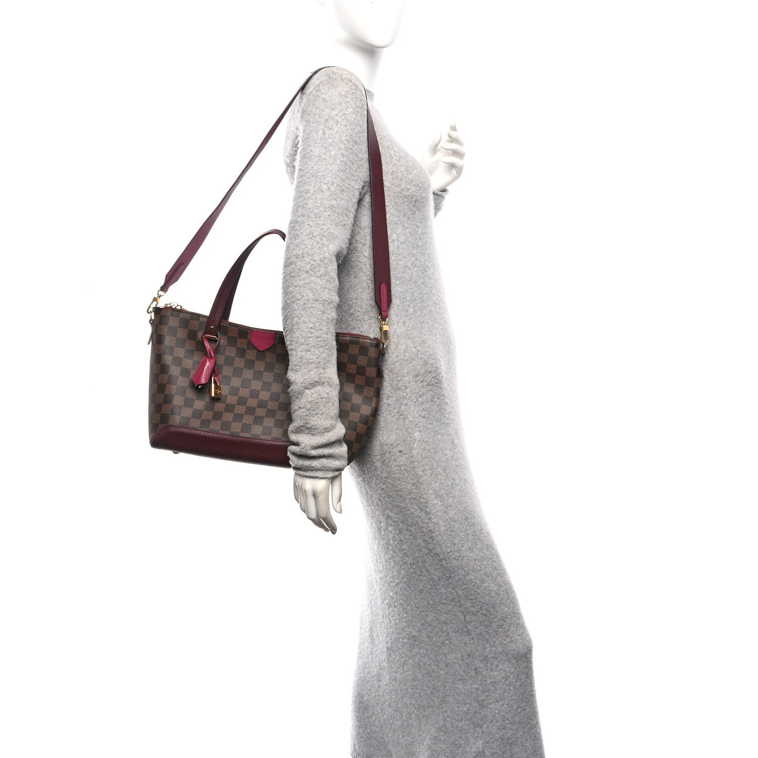 Louis Vuitton Damier Ebene Cuir Taurillon Hyde Park Fuchsia 2 of 9
