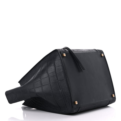 Celine Crocodile Embossed Calfskin Medium Phantom Luggage Navy Blue 3 of 25