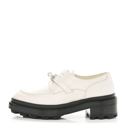 Hermes Glossed Calfskin First Derby 38.5 Beige Glaise 1 of 8