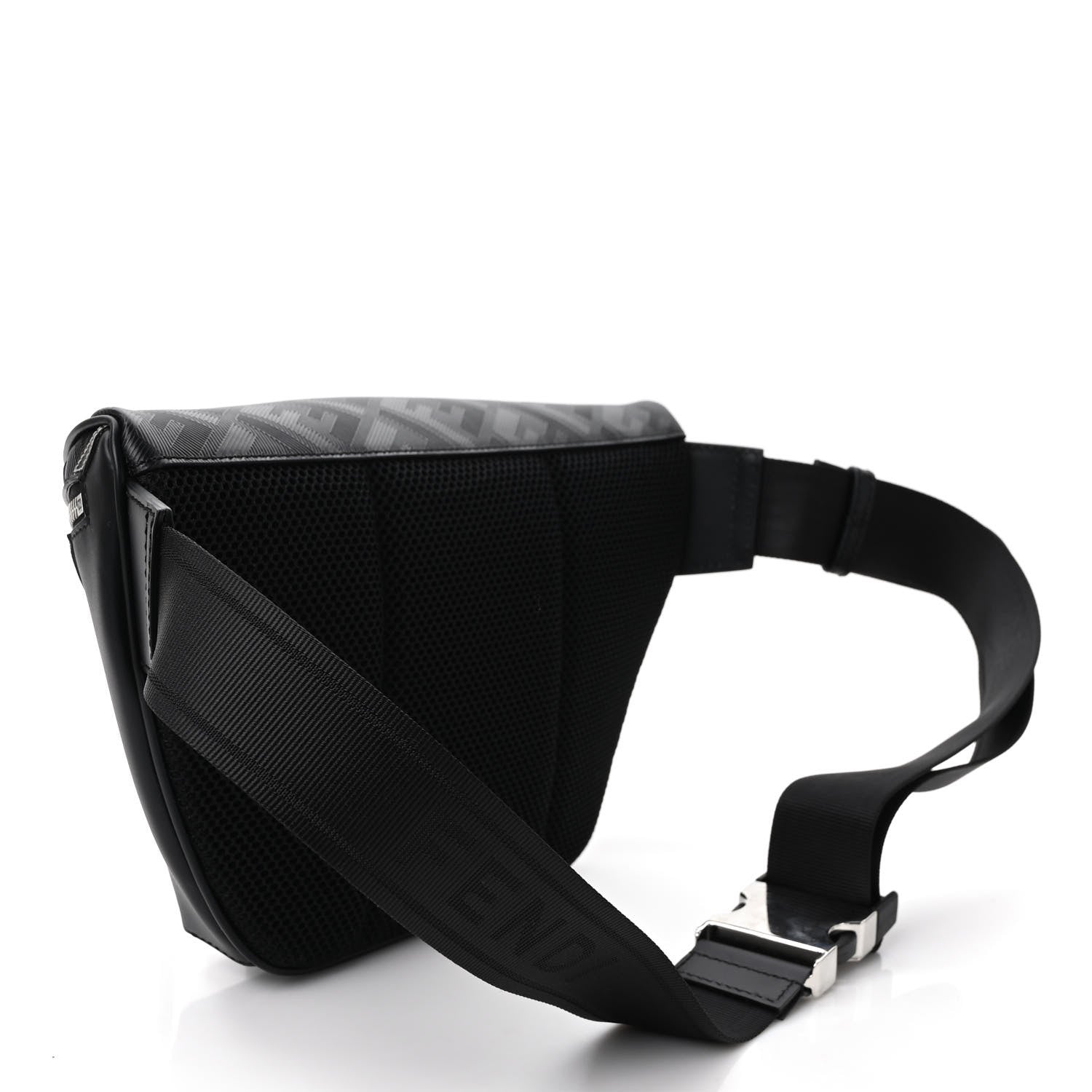 Fendi Vitello King FF Lines Embossed Lock Chain 1974 Diagonal Belt Bag Black 2 of 8