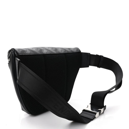 Fendi Vitello King FF Lines Embossed Lock Chain 1974 Diagonal Belt Bag Black 2 of 8