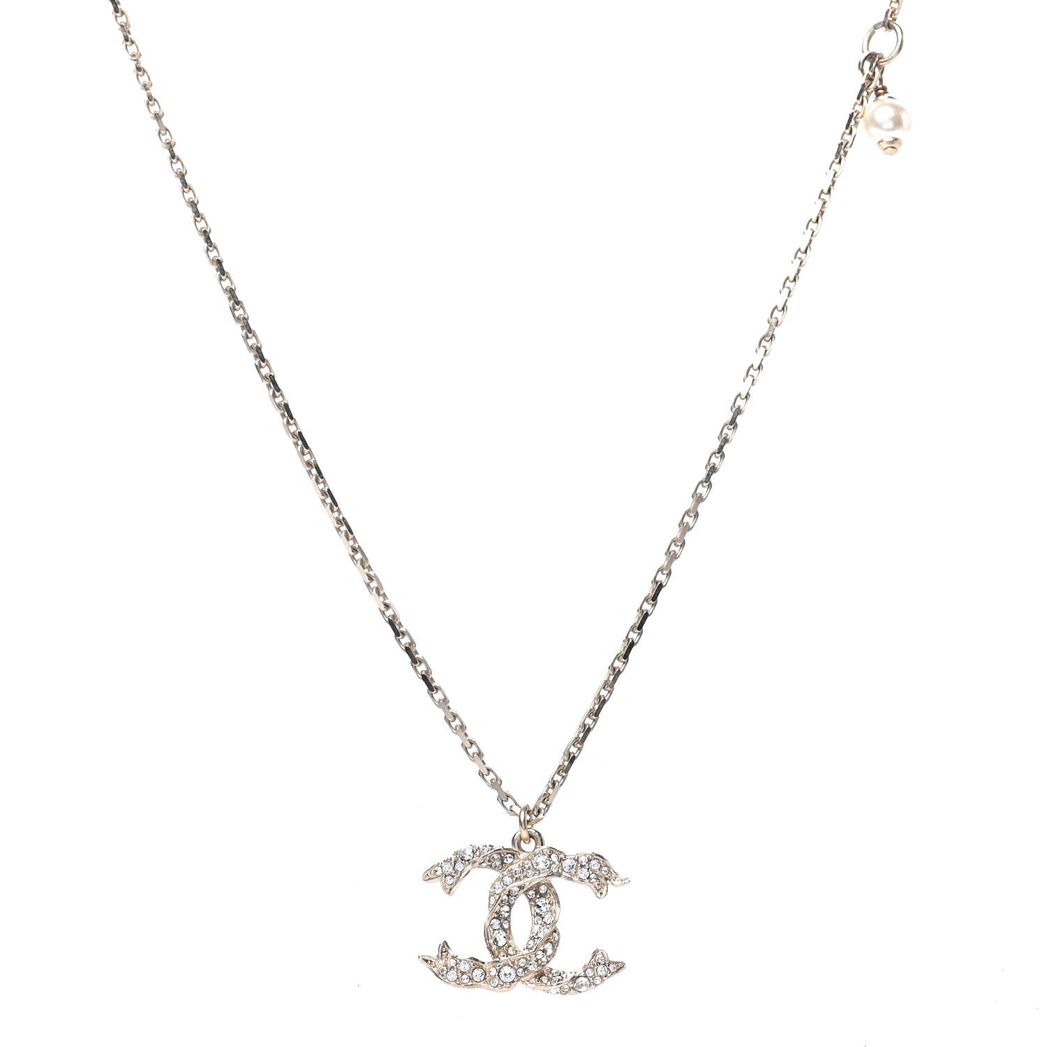Chanel Crystal CC Pendant Necklace Gold 1 of 4