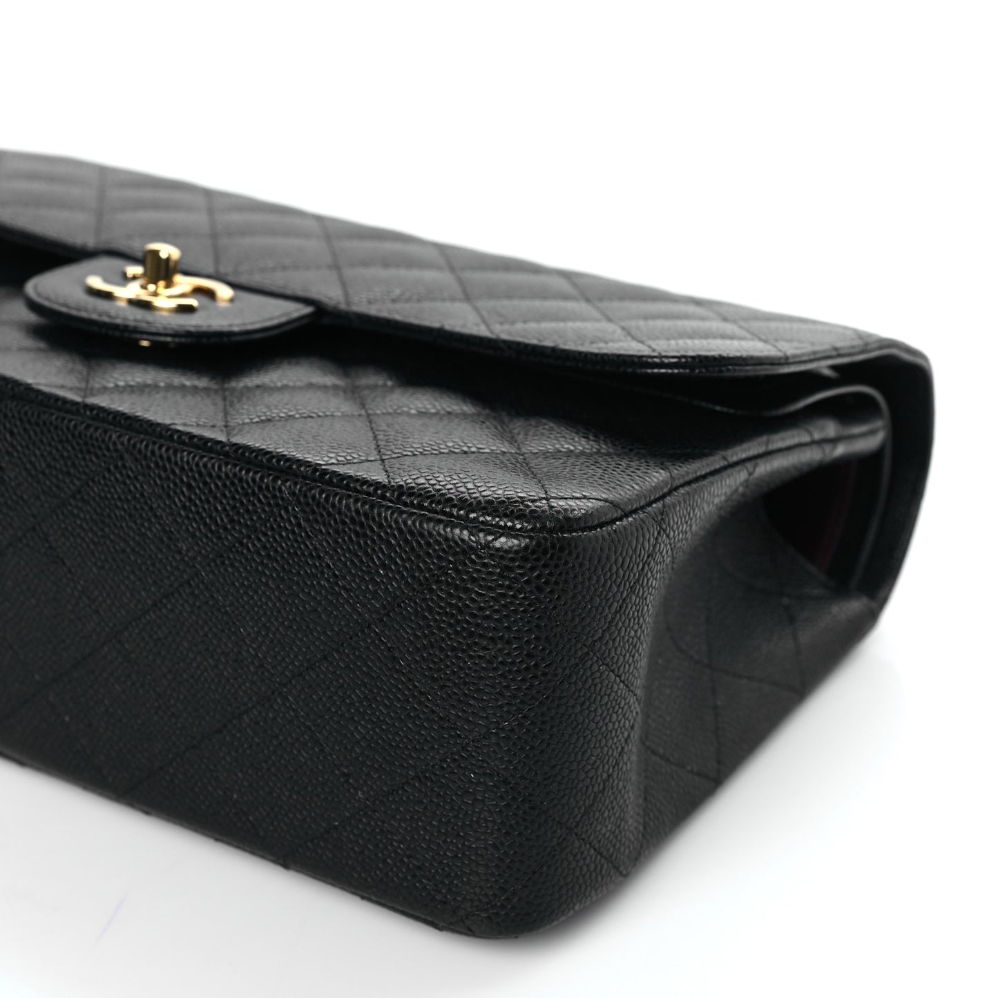 Caviar Quilted Jumbo Double Flap Black
