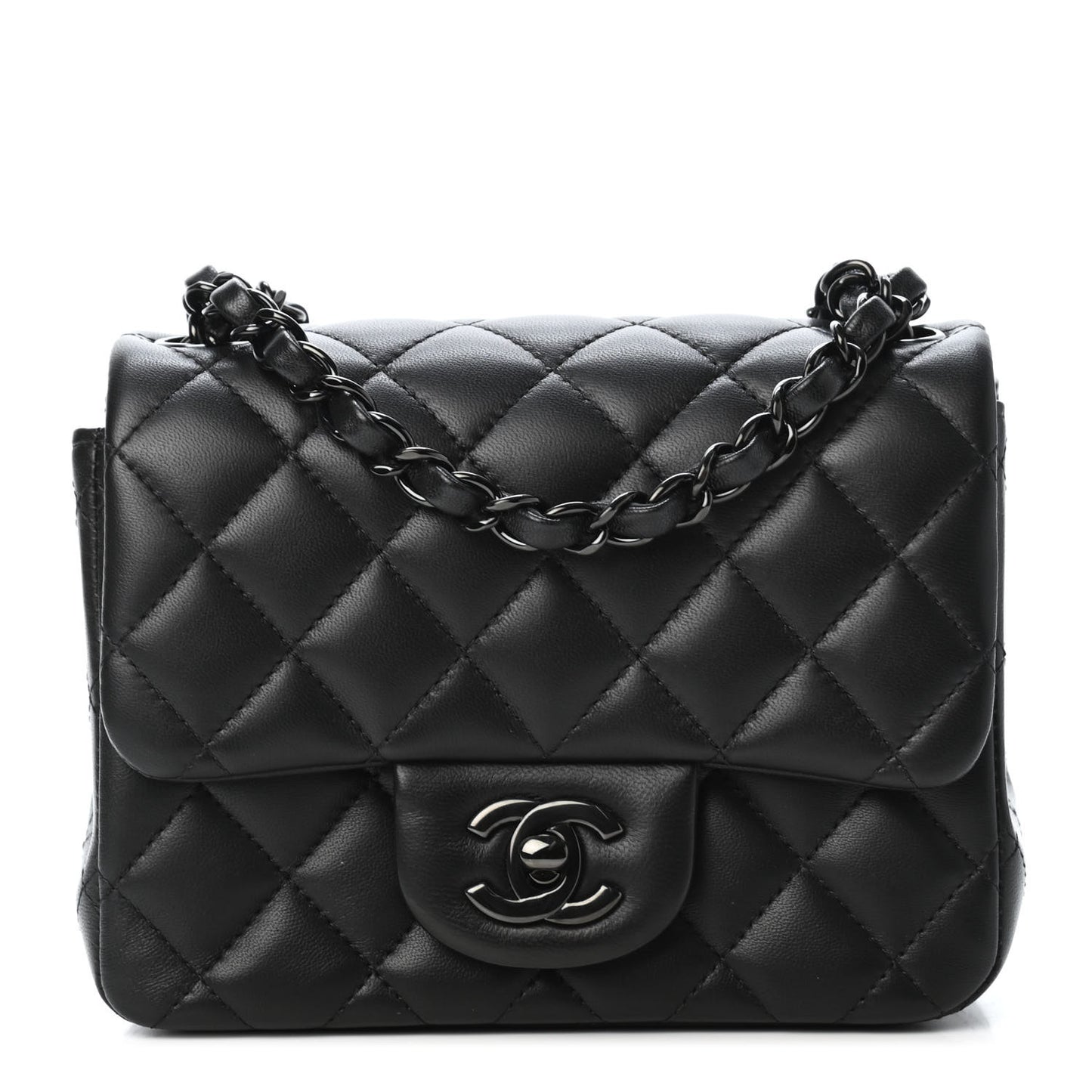 Lambskin Quilted Mini Square Flap So Black