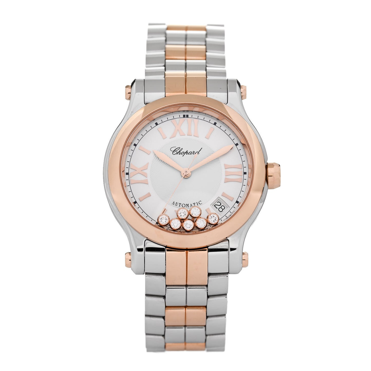 Stainless Steel 18K Rose Gold 7 Diamond 36mm Happy Sport Automatic Watch