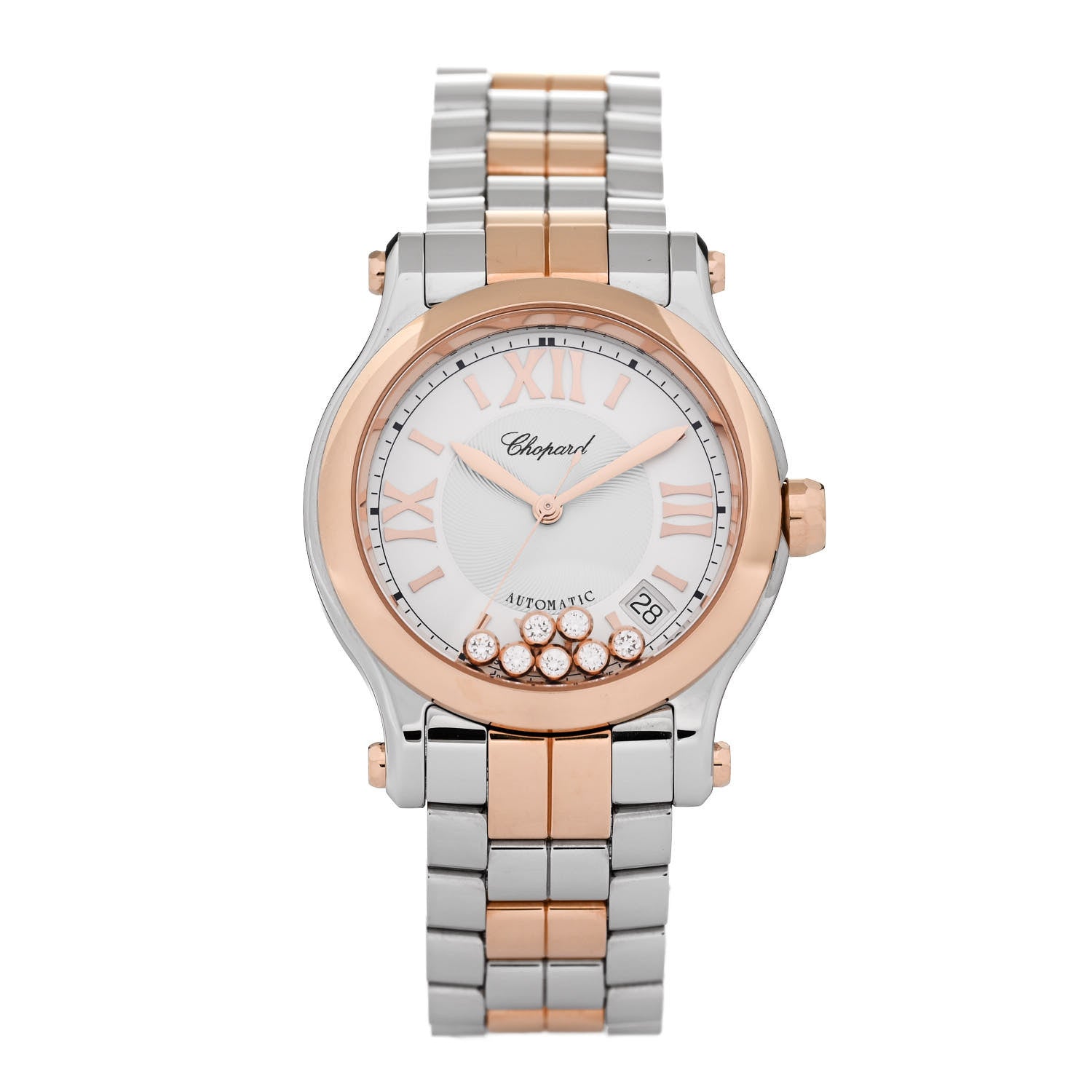 Chopard Stainless Steel 18K Rose Gold 7 Diamond 36mm Happy Sport Automatic Watch 1 of 5