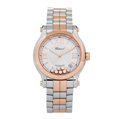 Chopard Stainless Steel 18K Rose Gold 7 Diamond 36mm Happy Sport Automatic Watch 1 of 5