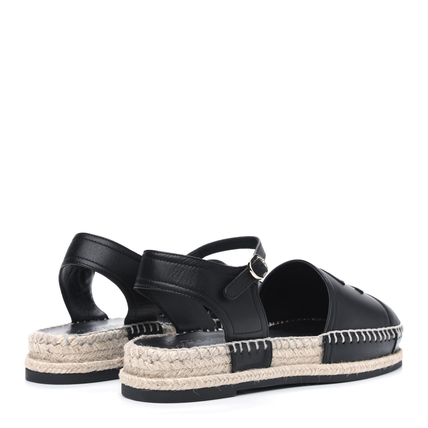 Chanel Lambskin CC Ankle Strap Espadrilles 38 Black 4 of 9