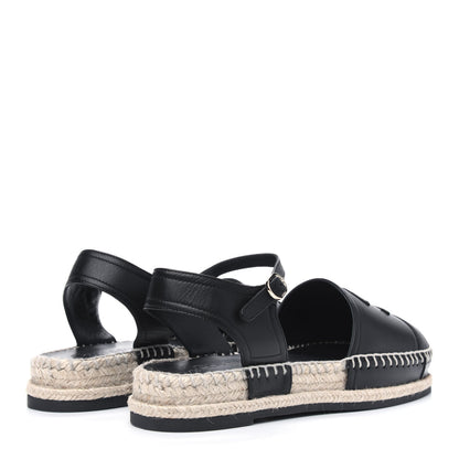 Chanel Lambskin CC Ankle Strap Espadrilles 38 Black 4 of 9