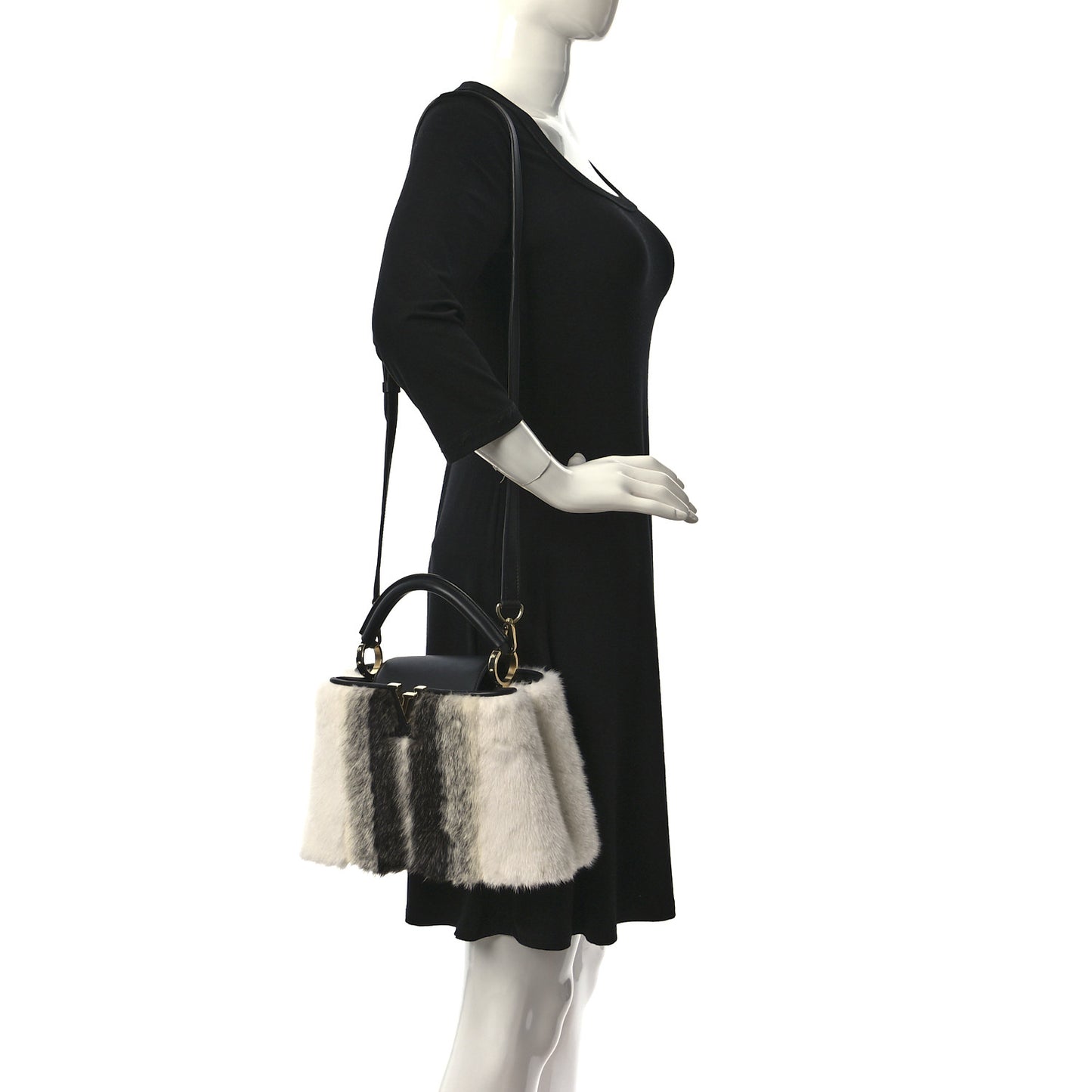 Mink Calfskin Goatskin Capucines BB White Snow Grey Black