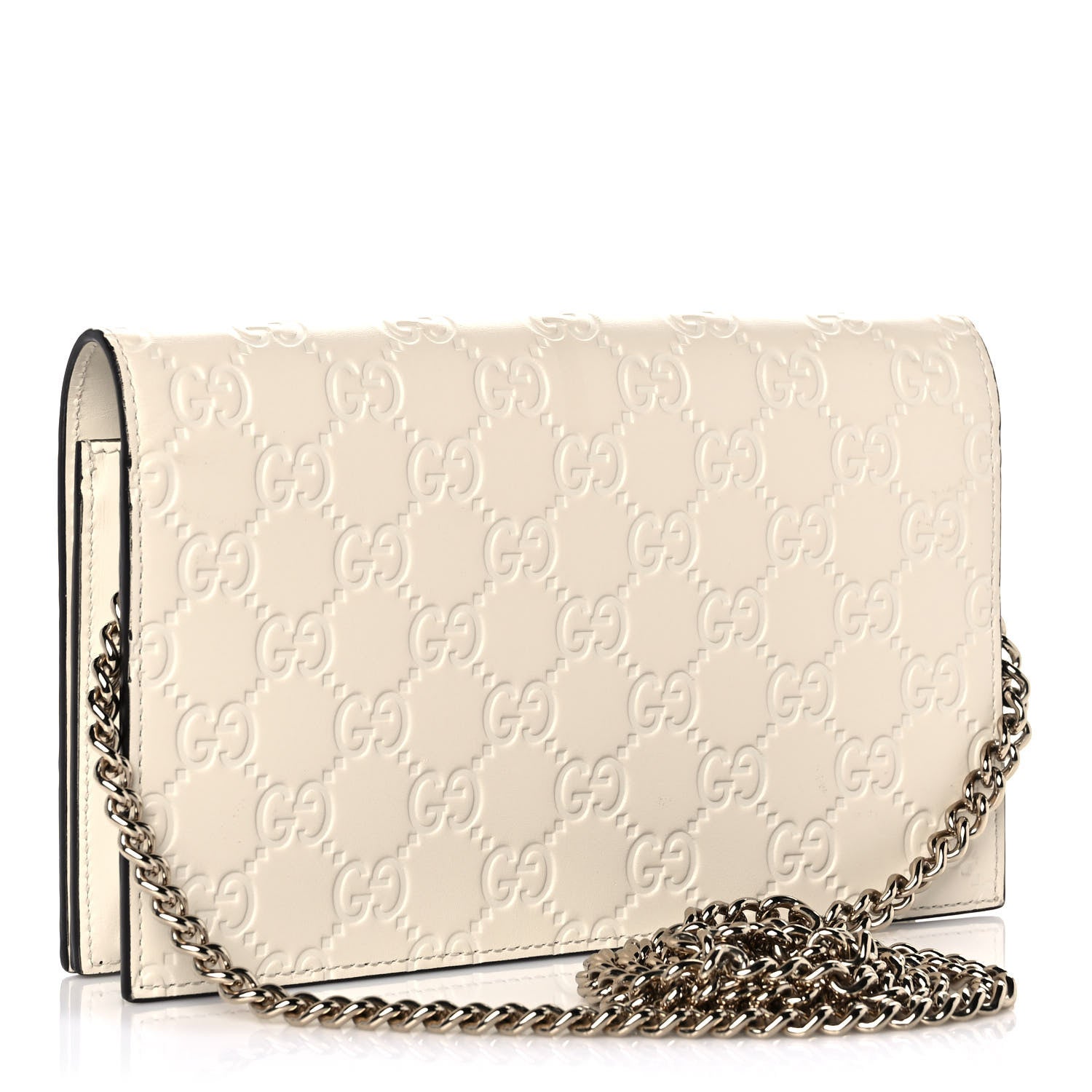Gucci Guccissima Signature Bowy Chain Wallet Mystic White 3 of 10