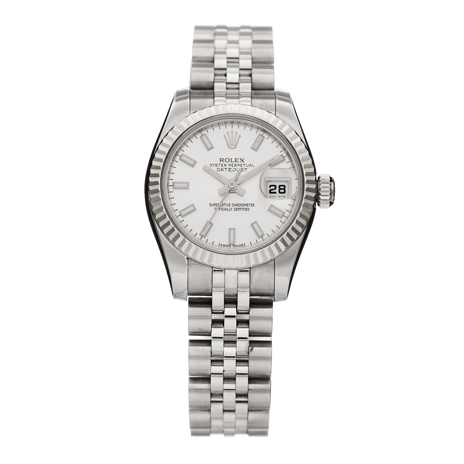 Rolex Stainless Steel 18K White Gold 26mm Oyster Perpetual Datejust Watch Silver 179174 1 of 4