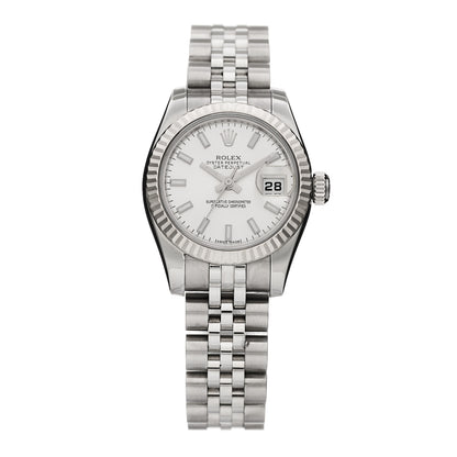 Rolex Stainless Steel 18K White Gold 26mm Oyster Perpetual Datejust Watch Silver 179174 1 of 4