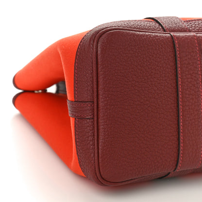 Hermes Toile Militaire Vache Country Garden Party Tote 30 Orange Poppy Rouge Grenat 7 of 8