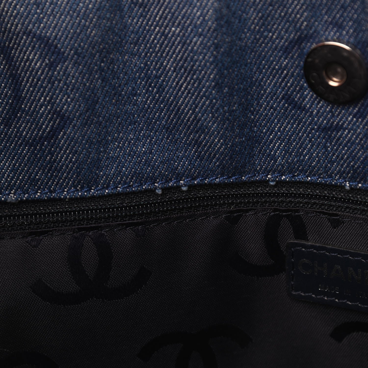 Chanel Denim Large CC Tote Dark Navy Blue 11 of 12