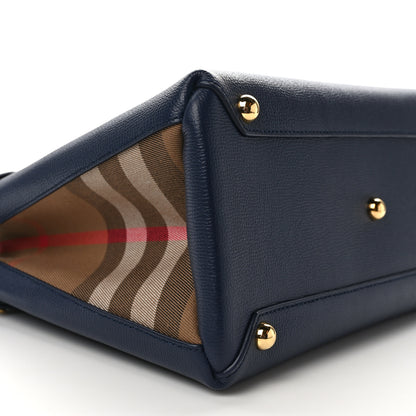 Burberry Grainy Calfskin House Check Small Banner Tote Regency Blue 9 of 10