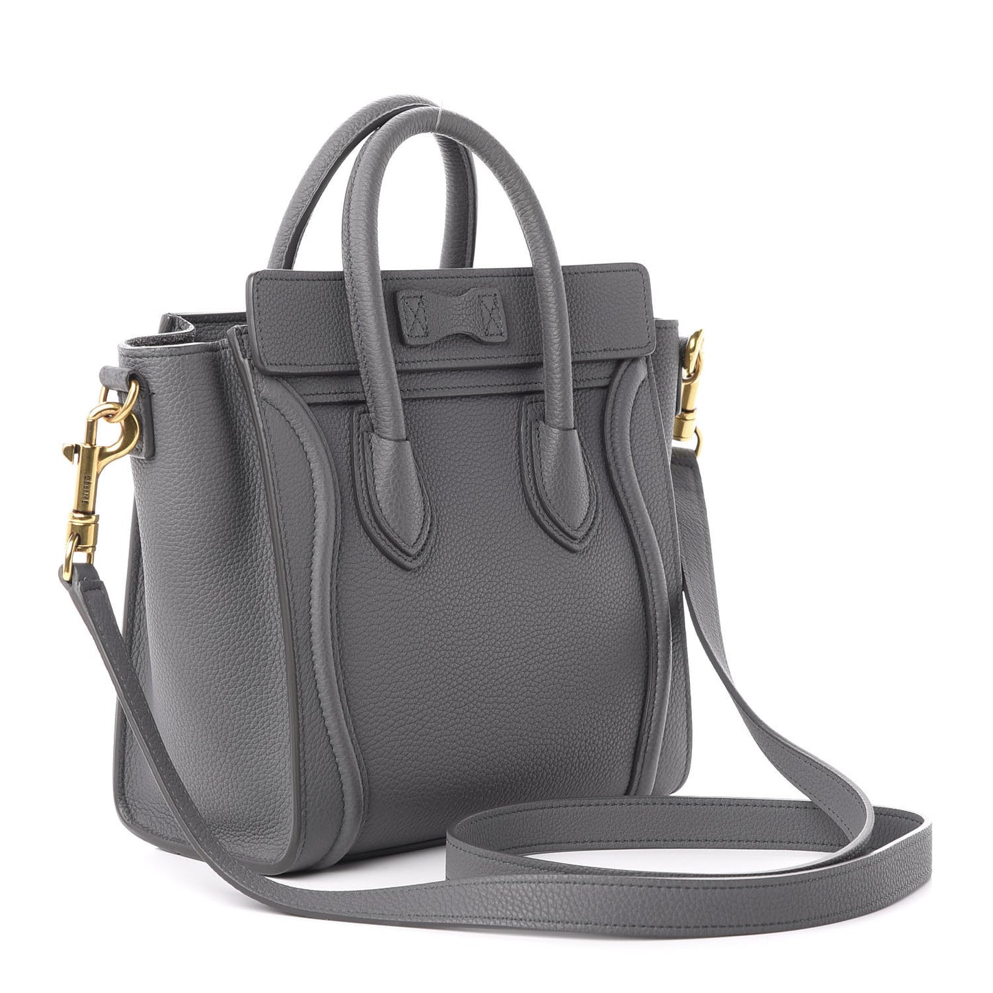 Drummed Calfskin Nano Luggage Kohl