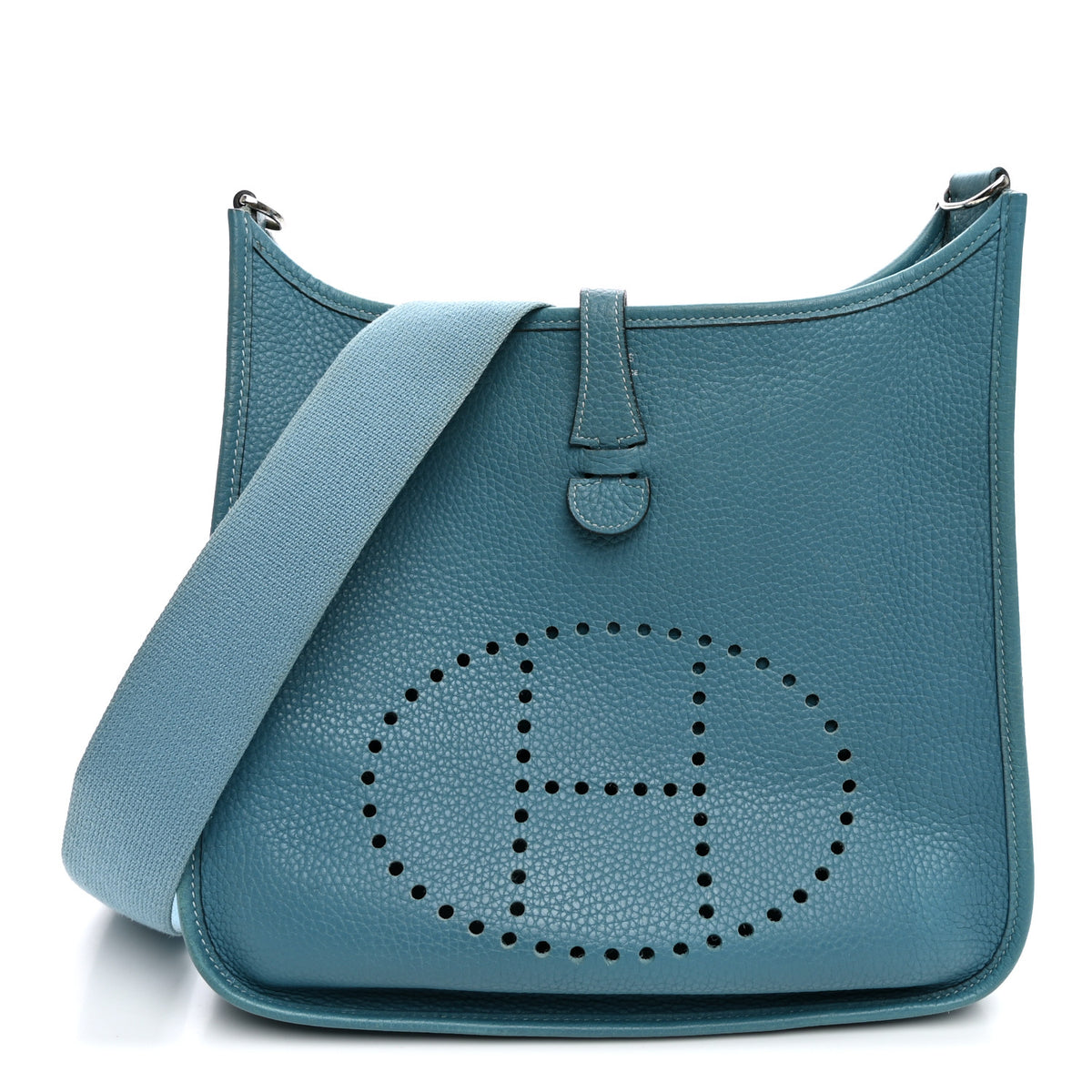 Hermes Taurillon Clemence Evelyne PM Blue Jean 1 of 11