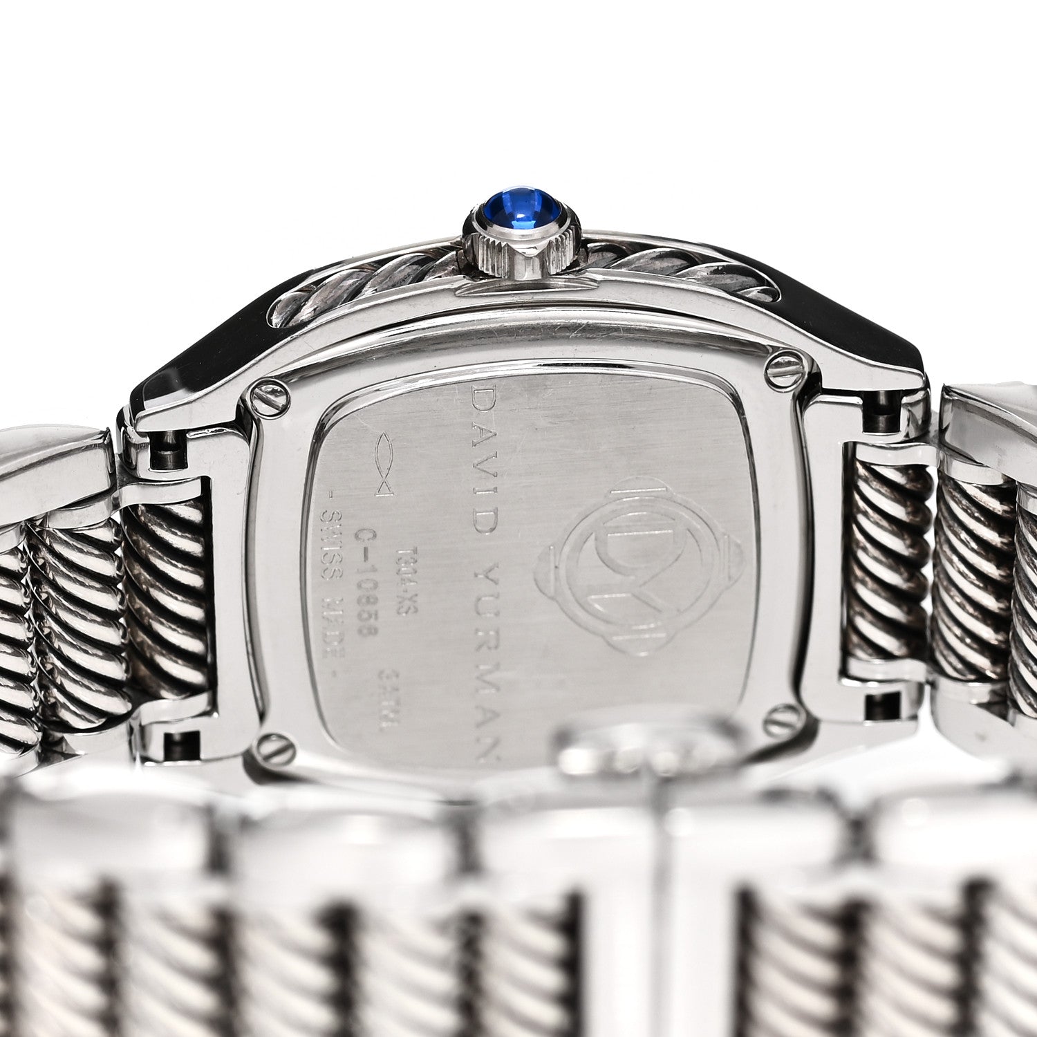 David Yurman Stainless Steel Diamond Bezel Blue Mother of Pearl 25mm Thoroughbred Quartz Watch 3 of 5