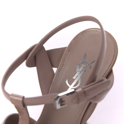 Saint Laurent Patent Tribute 105 Platform Sandals 37.5 Nude Powder 8 of 9