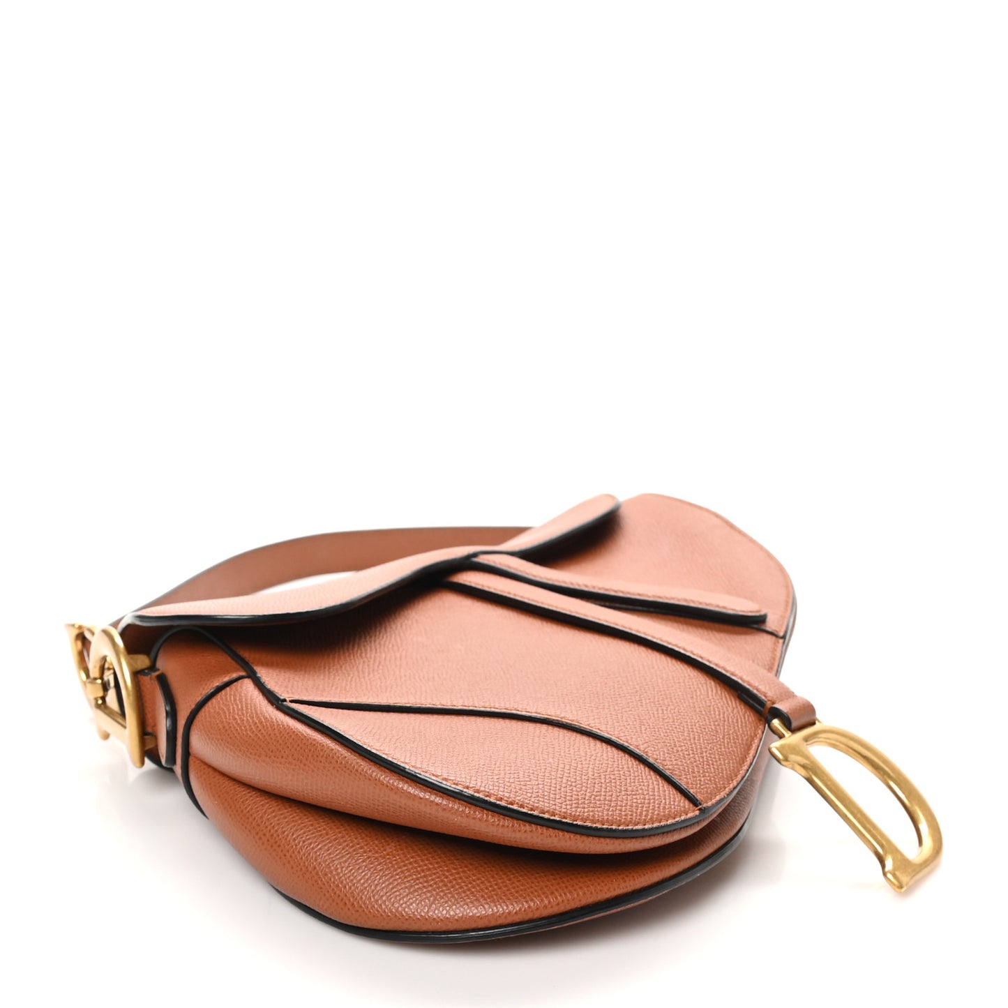 Grained Calfskin Saddle Bag Camello