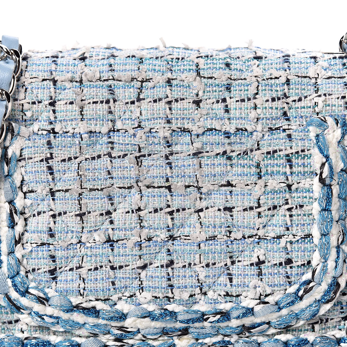 Tweed Braid Mini Flap Blue White Navy