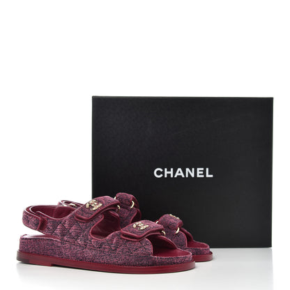 Chanel Velvet Velcro Dad Sandals 37 Pink 9 of 9