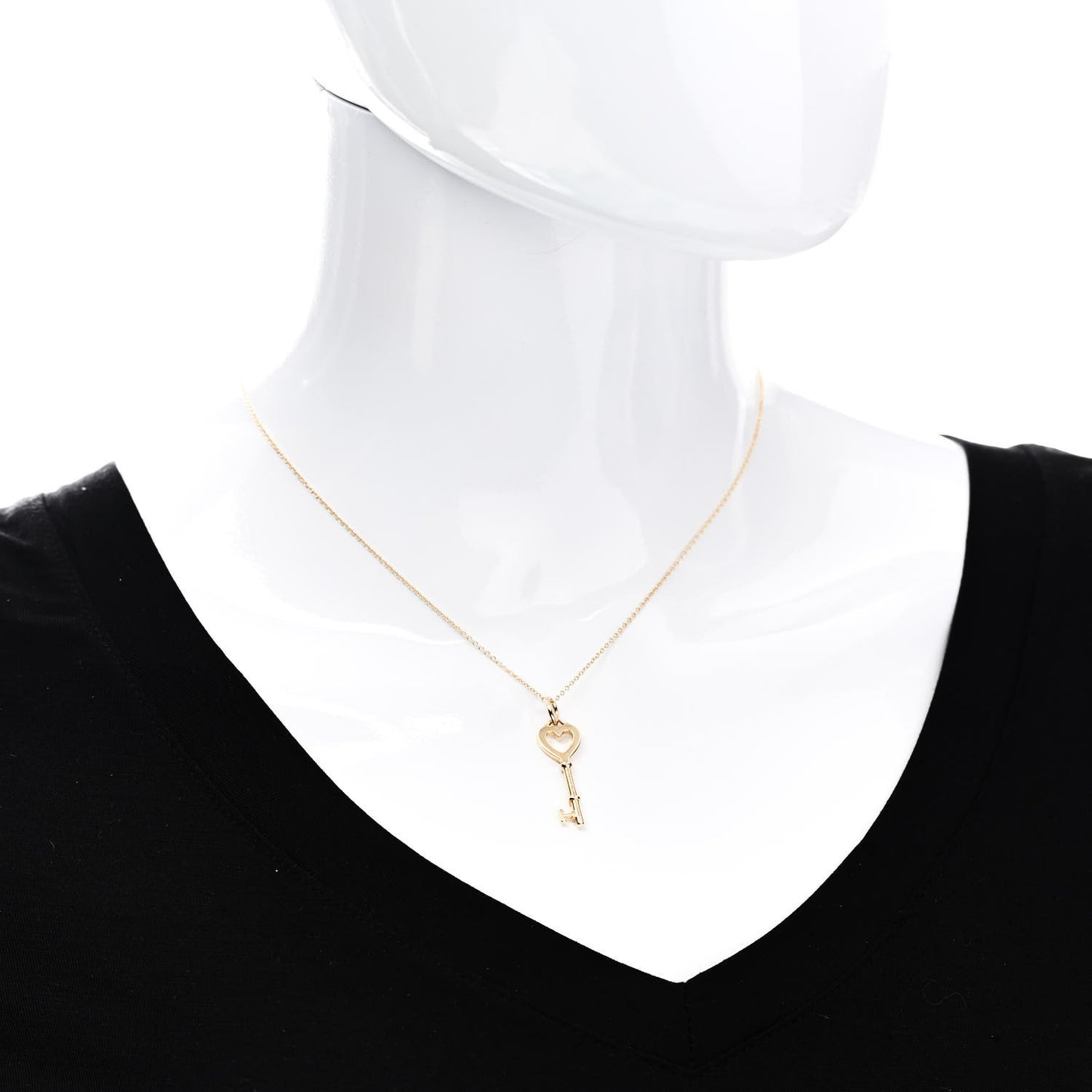 18K Yellow Gold Mini Heart Key Pendant Necklace