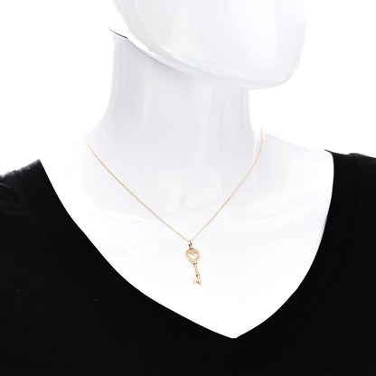 Tiffany 18K Yellow Gold Mini Heart Key Pendant Necklace 2 of 5