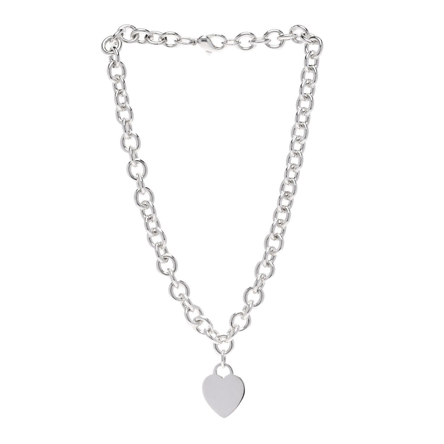 Sterling Silver Heart Tag Pendant Necklace