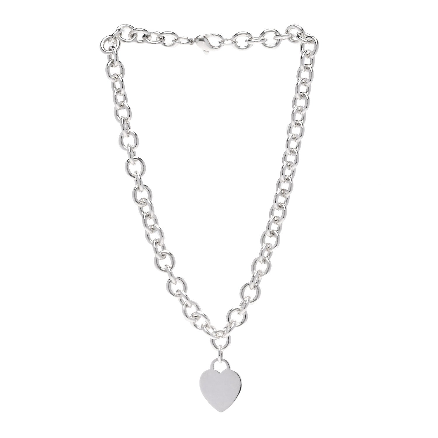Tiffany Sterling Silver Heart Tag Pendant Necklace 3 of 5