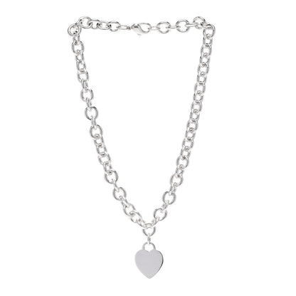 Tiffany Sterling Silver Heart Tag Pendant Necklace 3 of 5