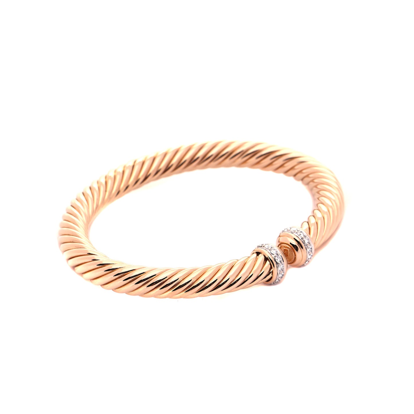 18K Rose Gold Diamond 7mm Cablespira Bracelet