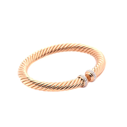 David Yurman 18K Rose Gold Diamond 7mm Cablespira Bracelet 4 of 5