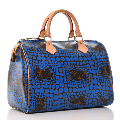 Louis Vuitton Monogram Kusama Town Speedy 30 Blue 3 of 10