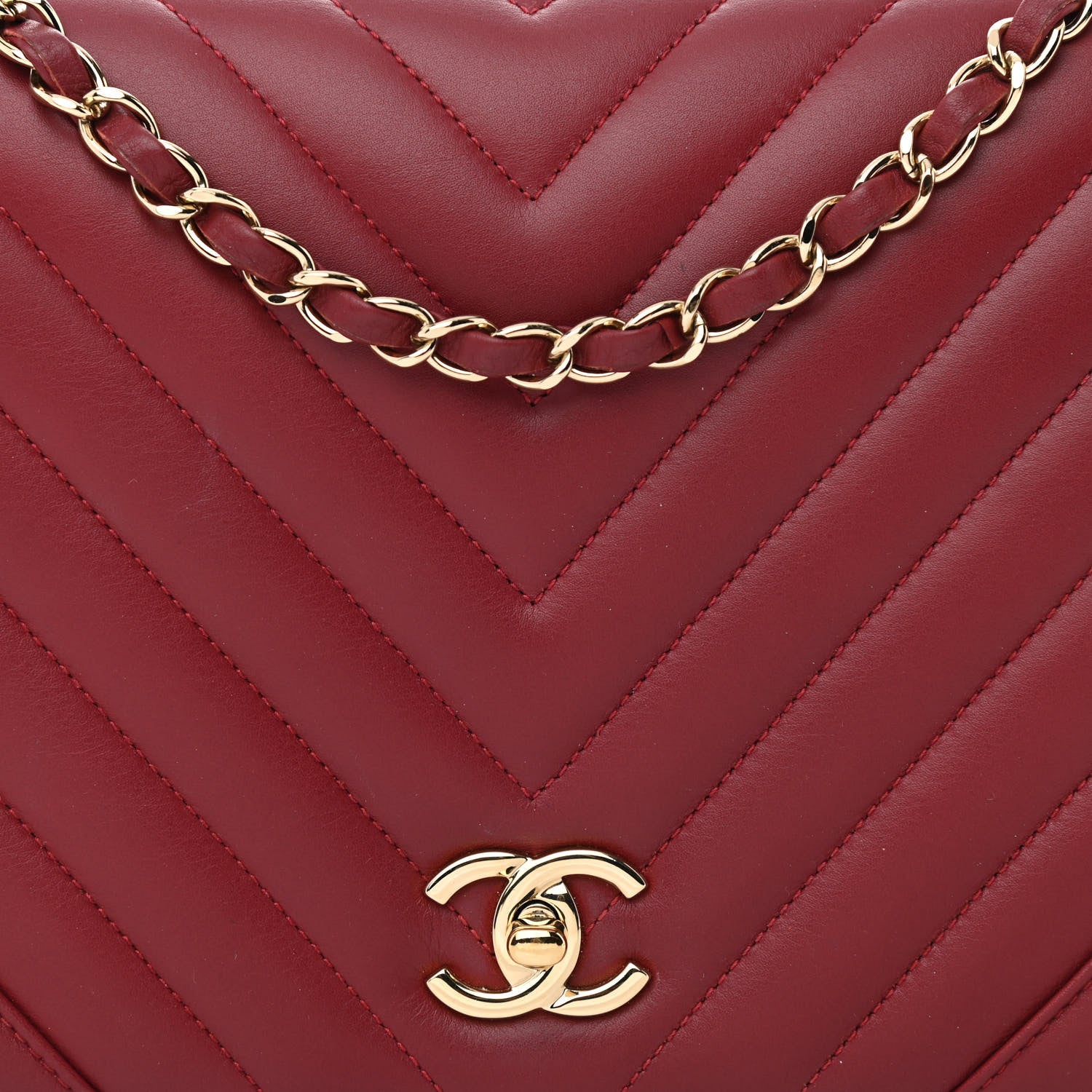 Chanel Calfskin Chevron Quilted Large Statement Flap Red 8 of 11