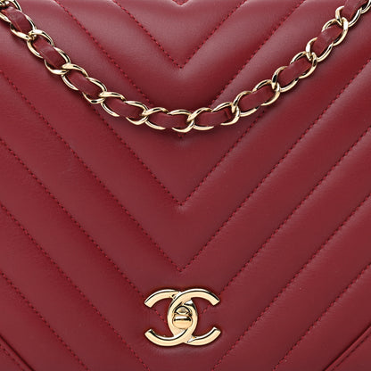 Chanel Calfskin Chevron Quilted Large Statement Flap Red 8 of 11