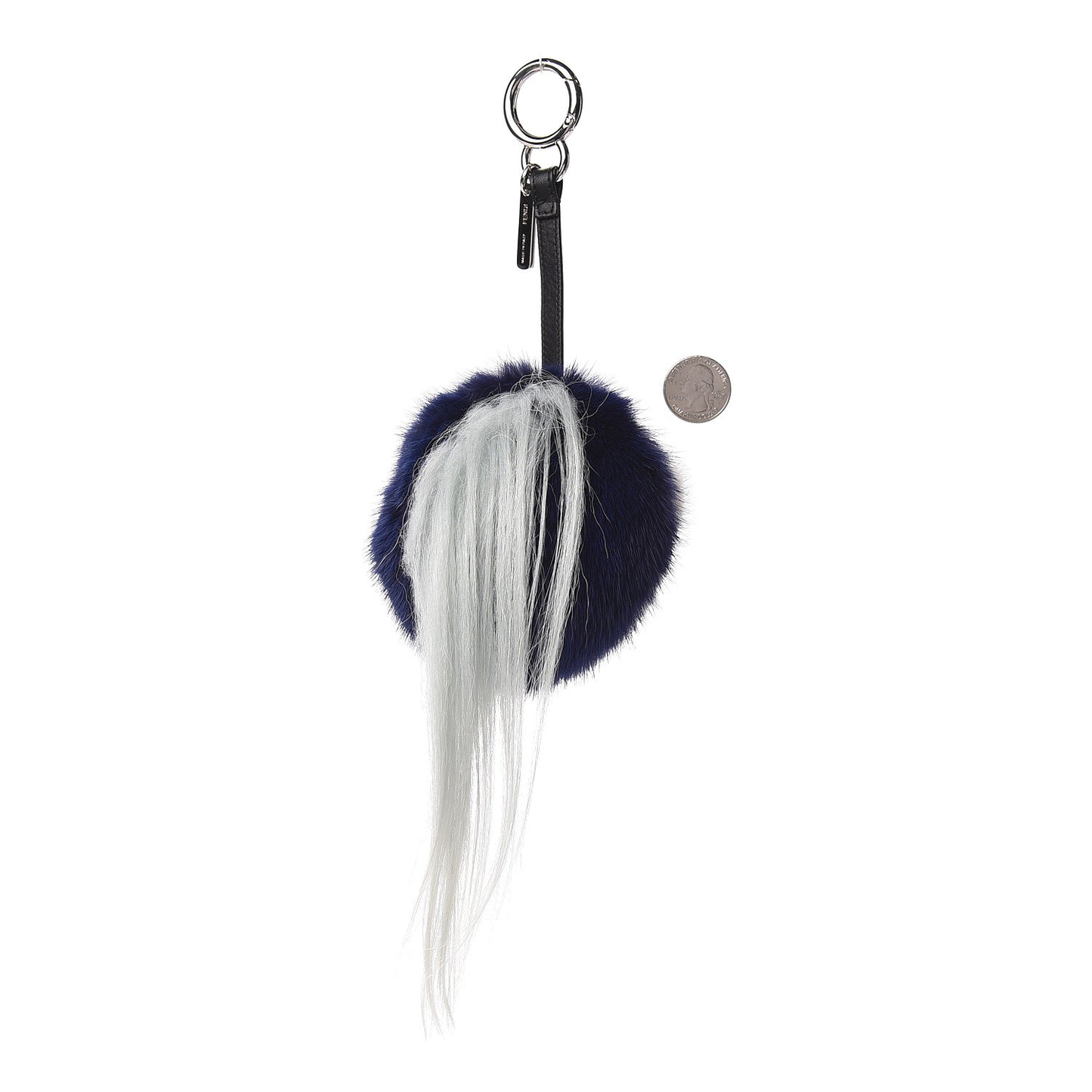 Mink Fox Fur QuTweet Birgami Bag Bug Charm Blue