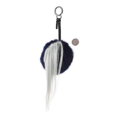 Fendi Mink Fox Fur QuTweet Birgami Bag Bug Charm Blue 2 of 3